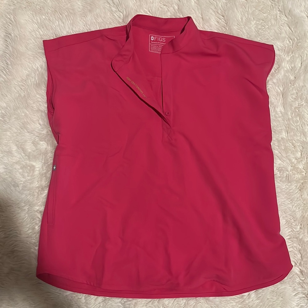 FIGS Women's Sleeveless Scrub Top in Bright Pink
